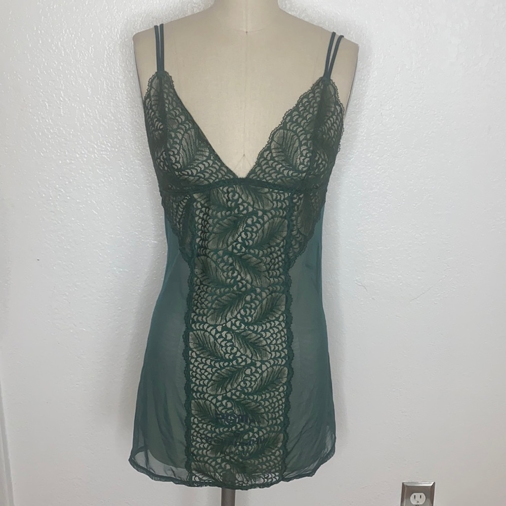 La Perla Studio Green Sheer Lace Slip Dress 3